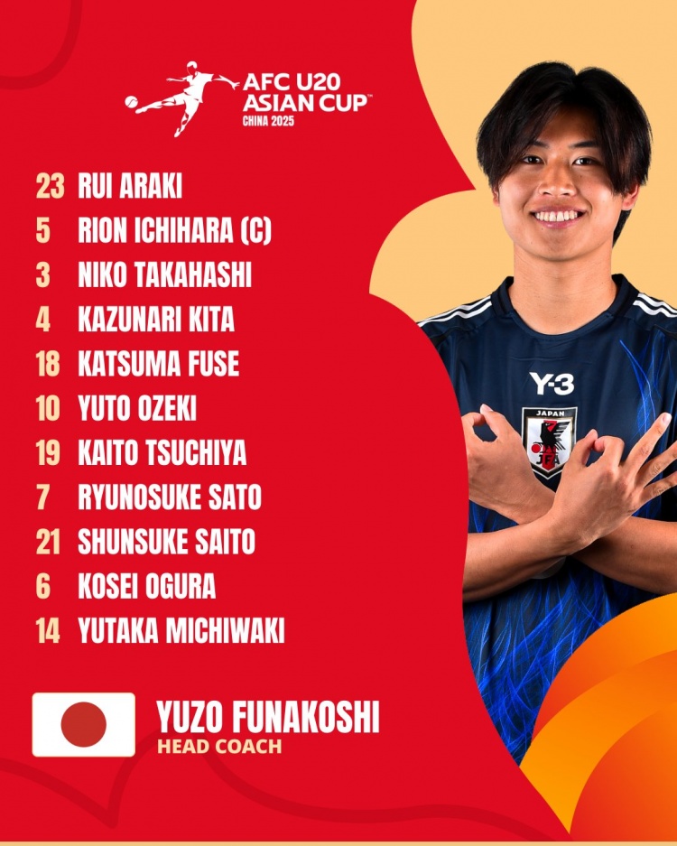 日本U20vs敘利亞U20首發(fā):高橋仁胡、佐藤龍之介出戰(zhàn) 高岡伶颯替補(bǔ)