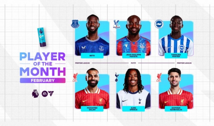  英超2月最佳候選：貝托、馬特塔、明特、薩拉赫、斯賓塞、索博