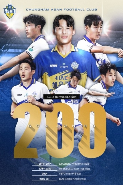  孫準浩完成K聯(lián)賽200場里程碑，貢獻26球34助